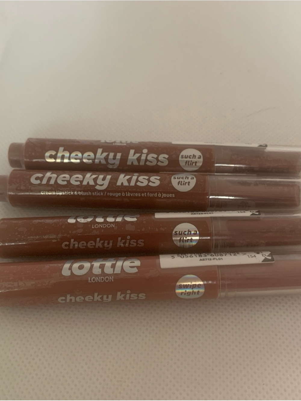 Lottie London Cheeky Kiss Cream Lipstick & Blush Sticks - Set of 4. New & Sealed